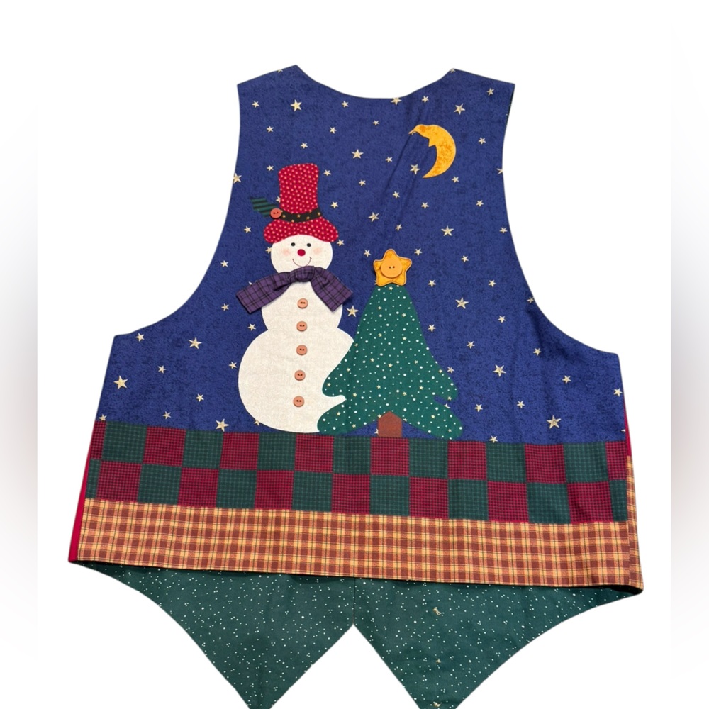 Handmade Festive Christmas Santa, Snowman and Tree Vest Womens Large - Picture 2 of 6